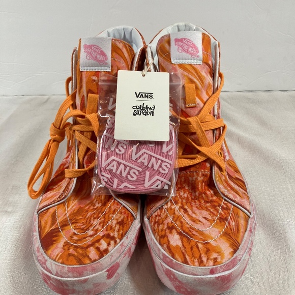 NWT Vans X Collina Strada Sk8 Hi Sneakers, Pink & Orange, Mens Sz 10, Wm Sz 11.5 - Picture 7 of 13